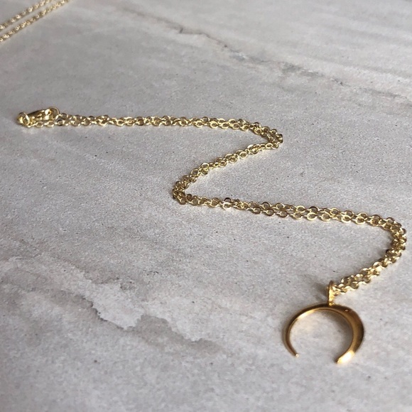 Gold Crescent Moon Charm Necklace 🌙 - Picture 4 of 5